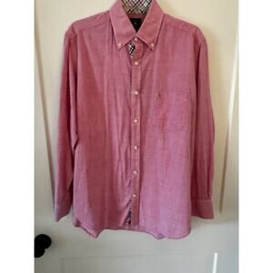 Tailorbyrd Cotton LS Button Up Shirt Pink Flip Cuffs Sz L Preppy Resort Office